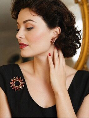 Vintage Jay Kel Sterling Silver Brooch and Earring set